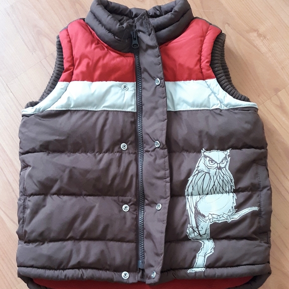 Old Navy Button Up Puffer Vest w/Owl & Pockets - Picture 2 of 7